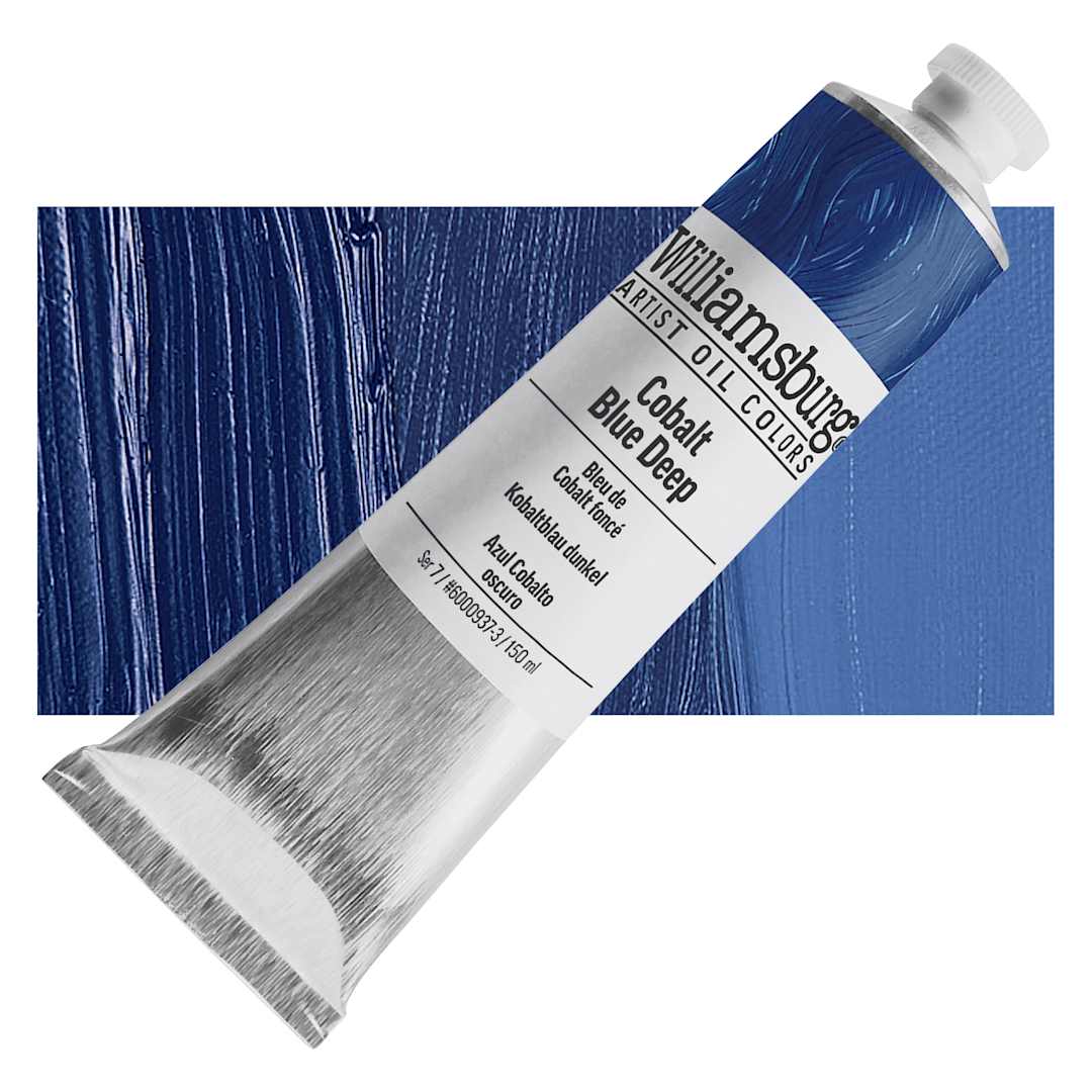 Open in modal - Williamsburg Handmade Oil Paint - Cobalt Blue Deep, 150 ml tube and swatch