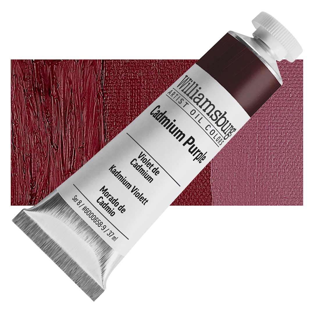 Open in modal - Williamsburg Handmade Oil Paint - Cadmium Purple, 37 ml tube and swatch