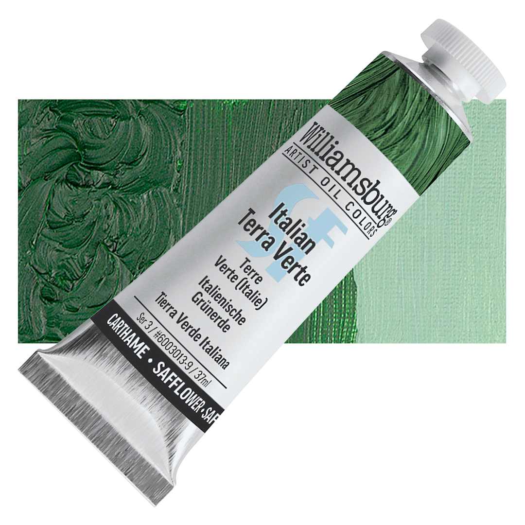 Open in modal - Williamsburg Handmade Safflower Oil Color - Italian Terra Verte, 37 ml tube and swatch