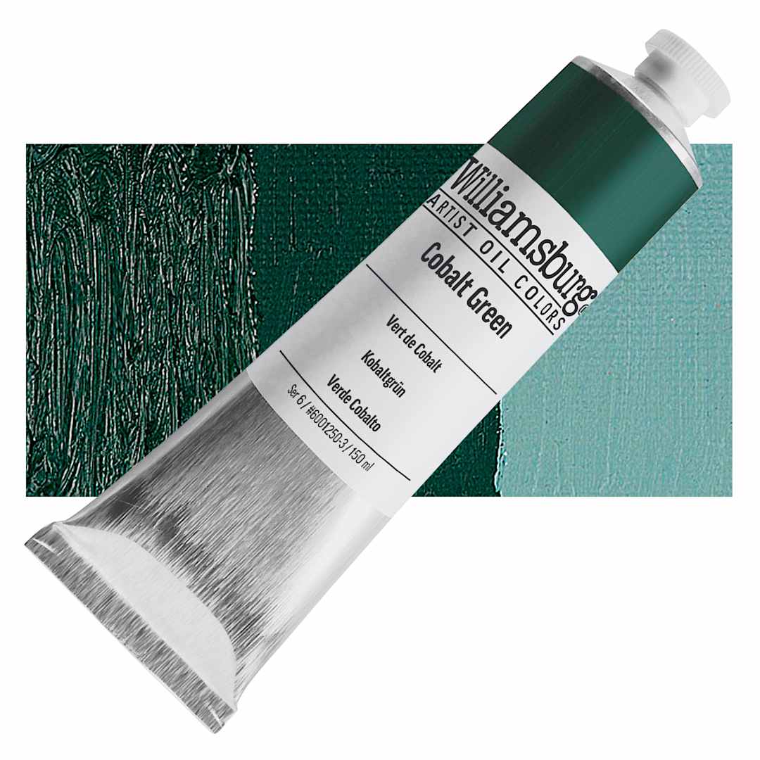 Open in modal - Williamsburg Handmade Oil Paint - Cobalt Green, 150 ml tube and swatch
