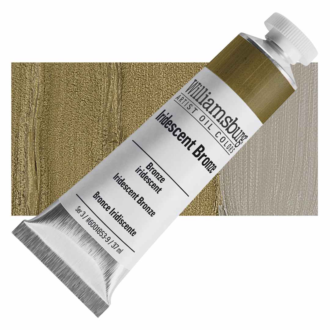 Open in modal - Williamsburg Handmade Oil Paint - Iridescent Bronze, 37 ml tube and swatch