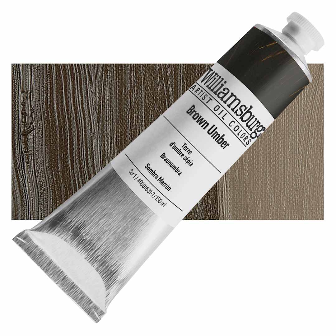 Open in modal - Williamsburg Handmade Oil Paint - Brown Umber, 150 ml tube and swatch