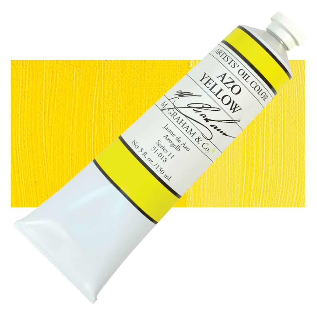 Open in modal - M. Graham Artists' Oil Color - Azo Yellow, 150 ml tube and swatch
