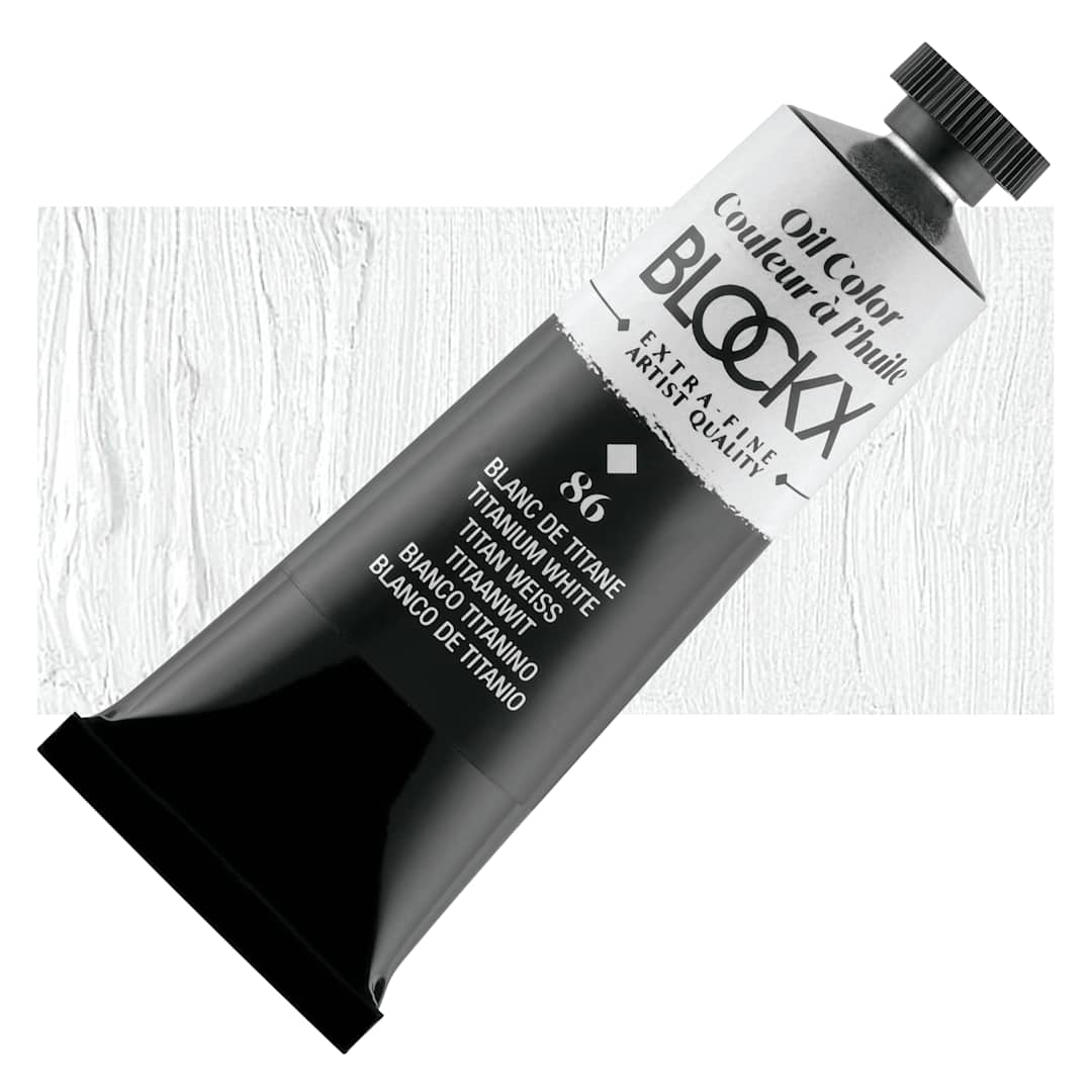 Open in modal - Blockx Artist Oil Color - Titanium White, 35 ml tube and swatch