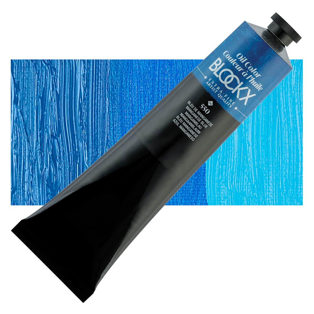 Open in modal - Blockx Artist Oil Color - Manganese Blue, 35 ml tube and swatch