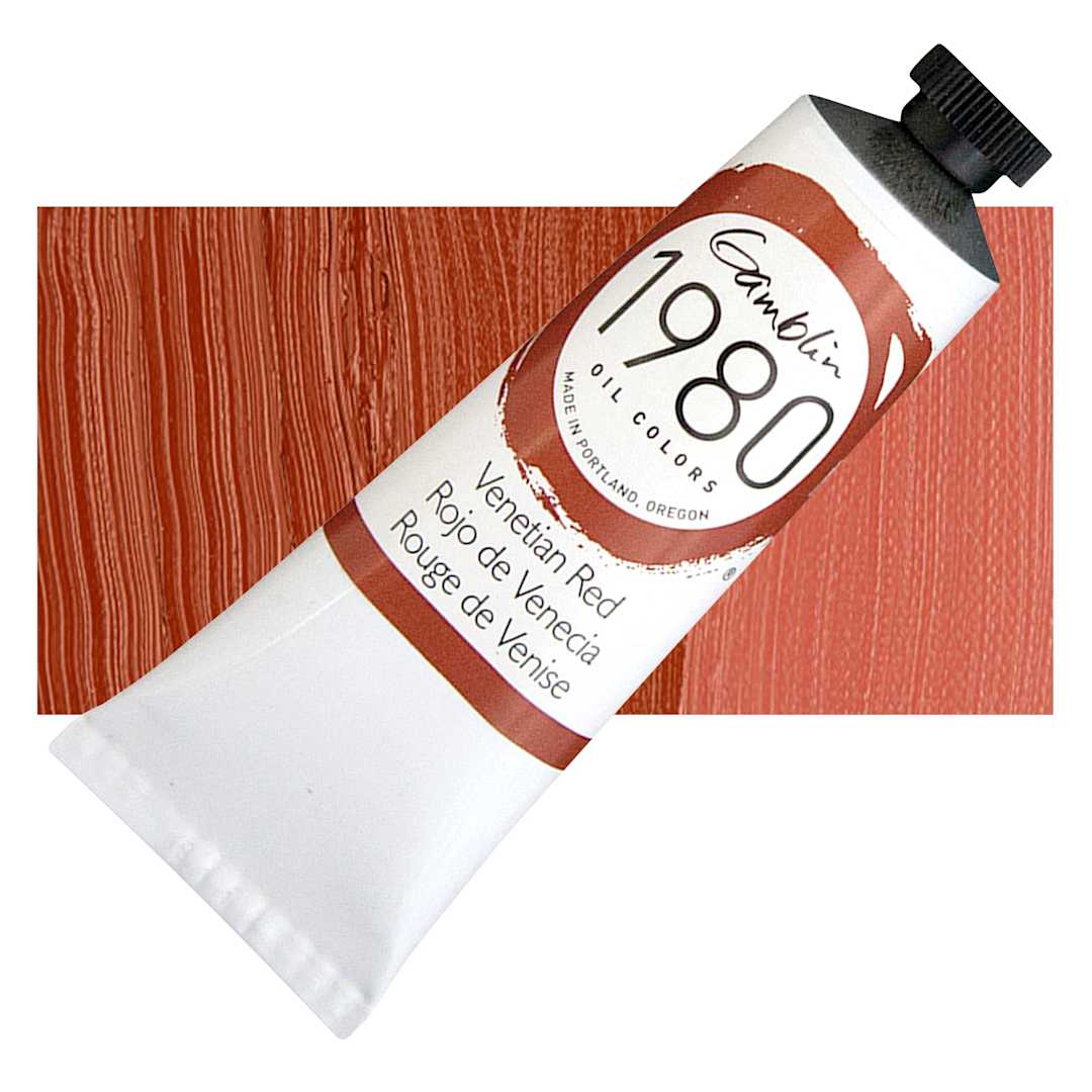 Open in modal - Gamblin 1980 Oil Paint - Venetian Red, 37 ml tube and swatch