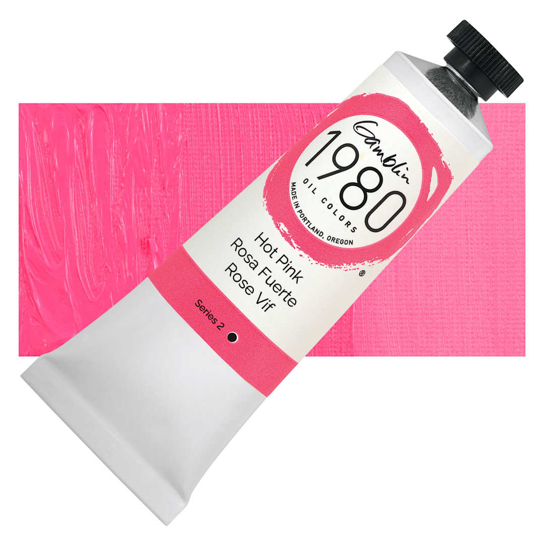 Open in modal - Gamblin 1980 Oils - Hot Pink, 37 ml tube and swatch