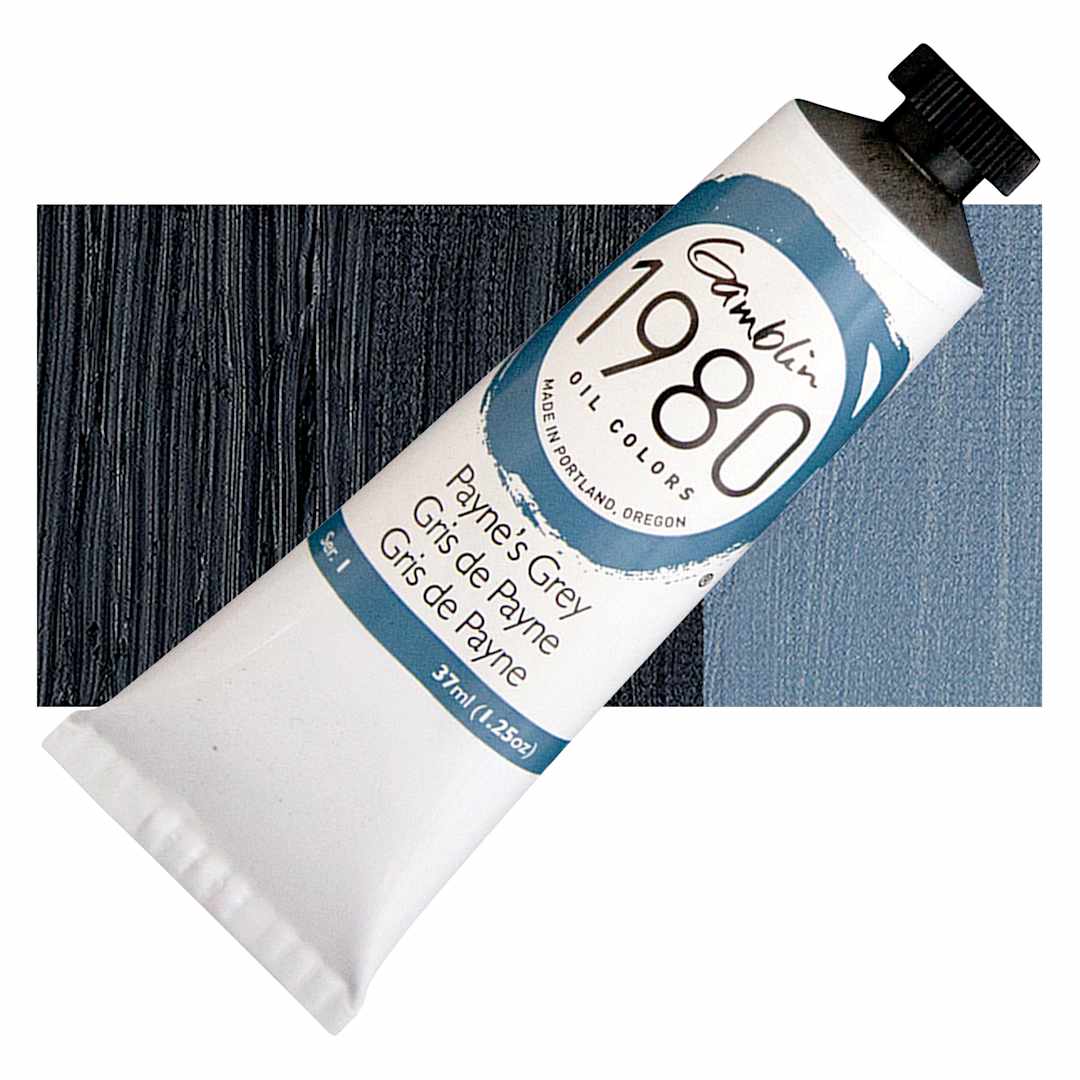 Open in modal - Gamblin 1980 Oil Paint - Payne's Gray, 37 ml tube and swatch