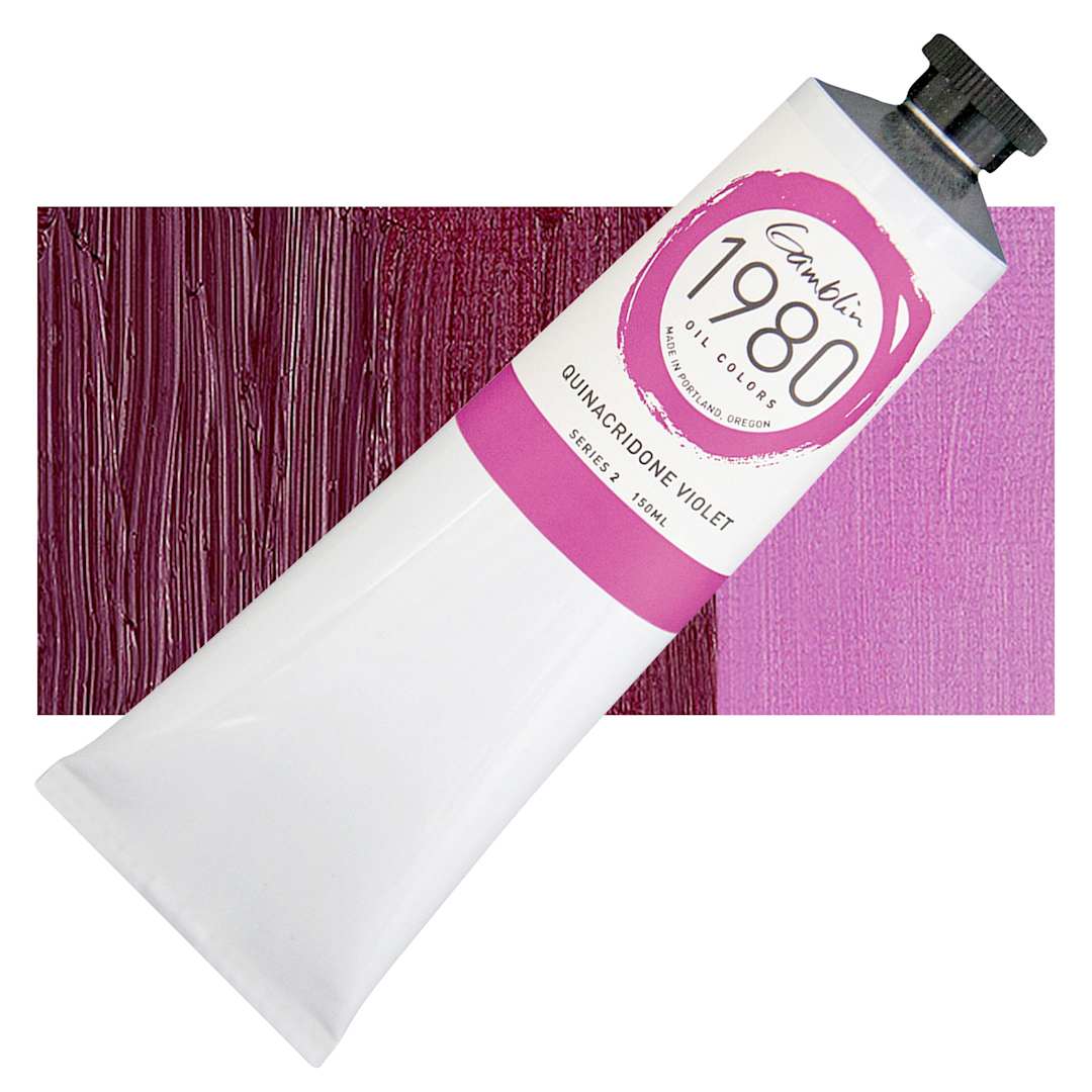 Open in modal - Gamblin 1980 Oil Paint - Quinacridone Violet, 150 ml tube and swatch