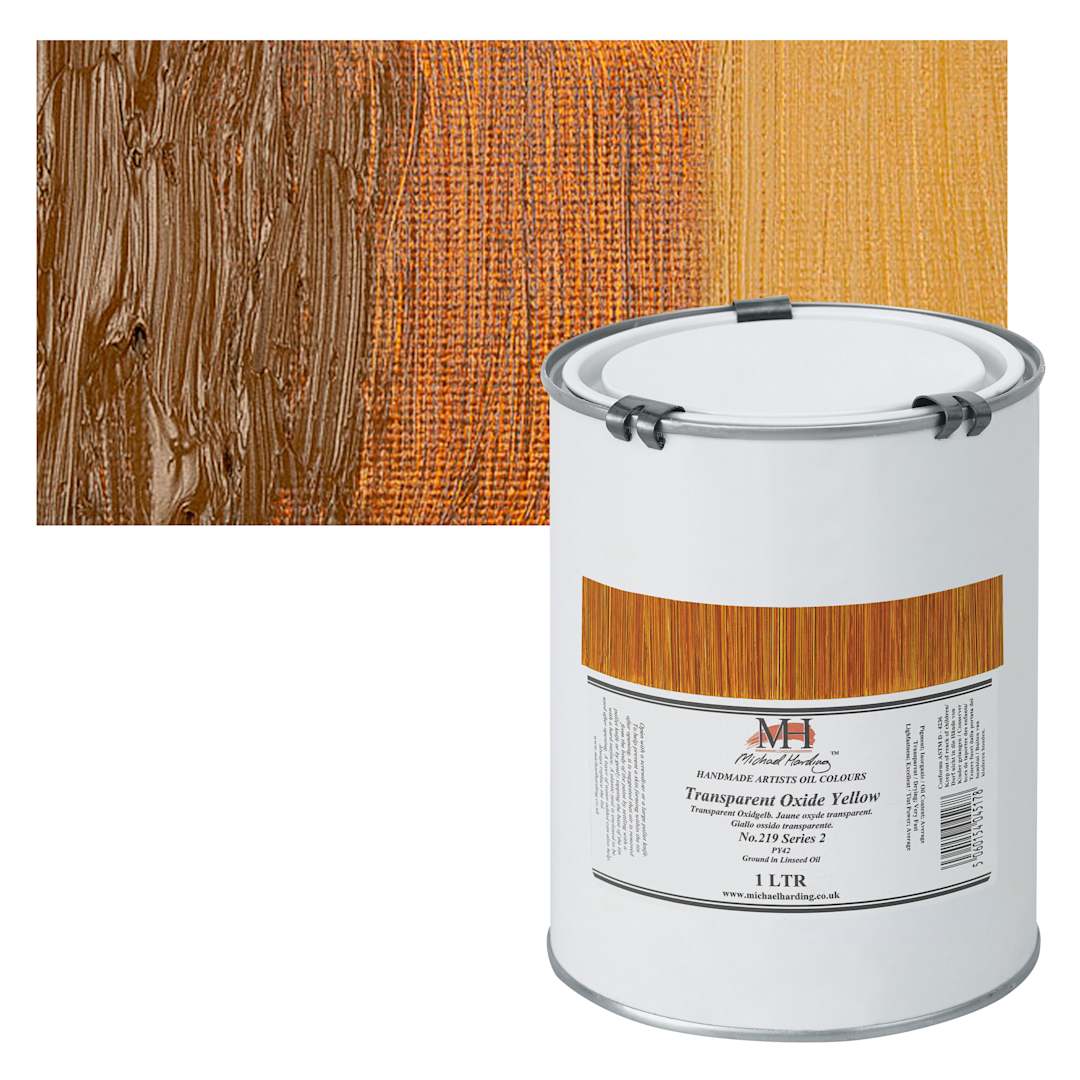 Open in modal - Michael Harding Artists Oil Paint - Transparent Oxide Yellow, 1 Liter and swatch