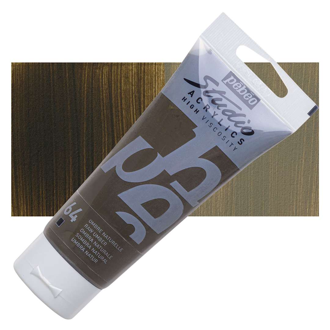 Open in modal - Pebeo High Viscosity Acrylic - Raw Umber, 100 ml tube and swatch