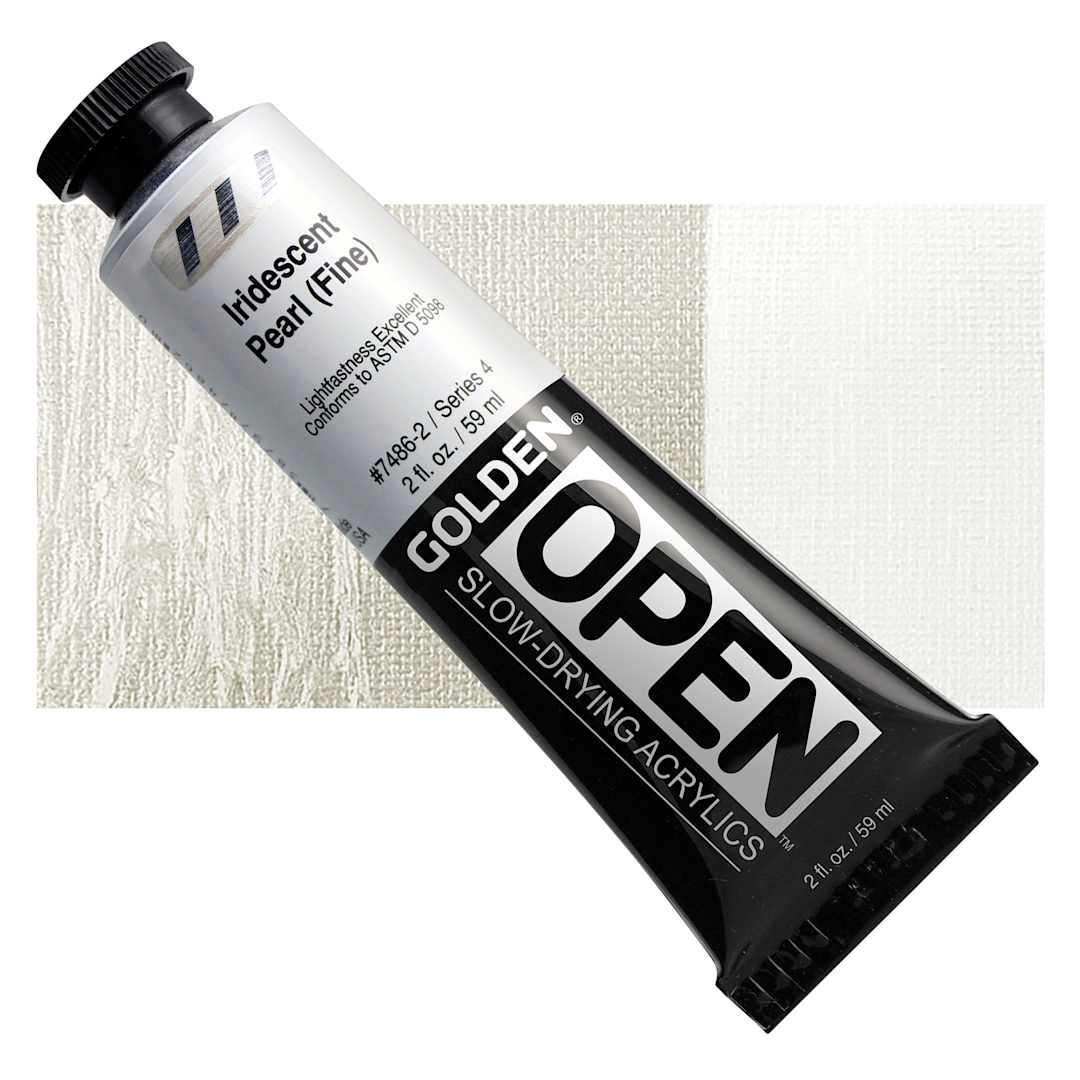 Open in modal - Golden Open Acrylic - Iridescent Pearl (Fine), 2 oz Tube and swatch