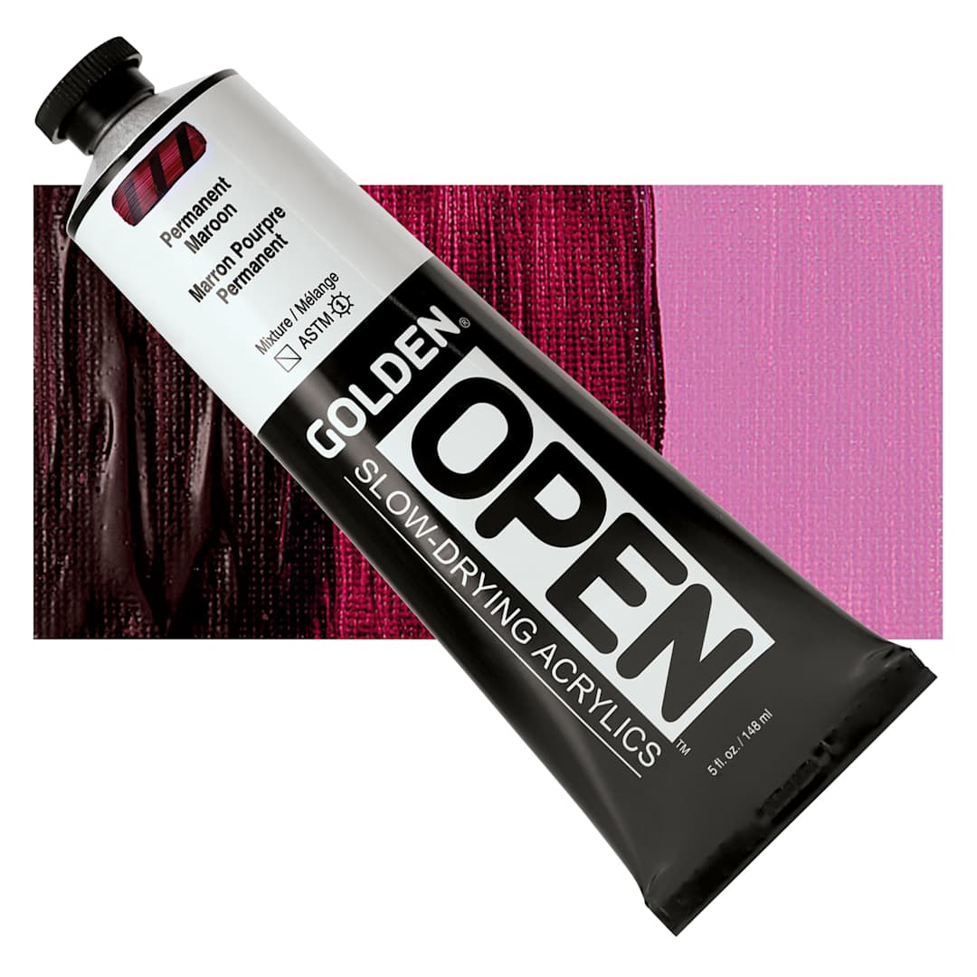 Open in modal - Golden Open Acrylic - Permanent Maroon, 5 oz Tube and swatch