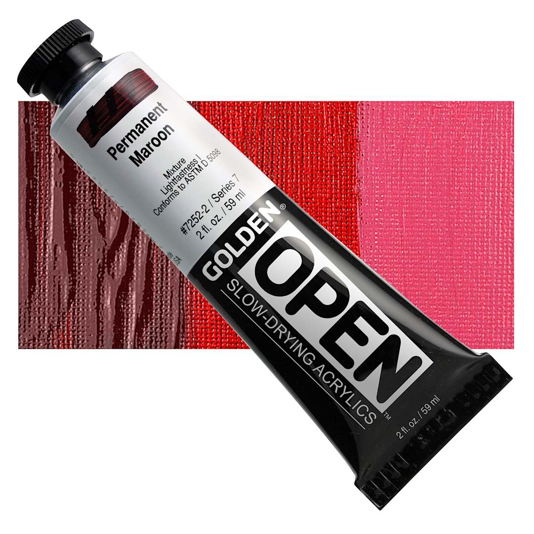 Open in modal - Golden Open Acrylic - Alizarin Crimson Hue, 2 oz Tube and swatch