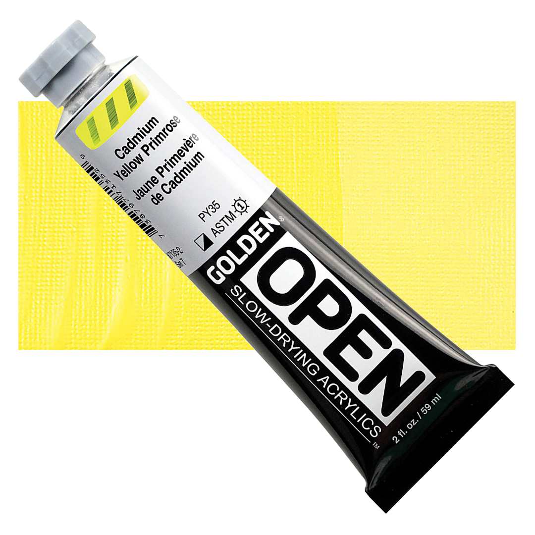 Open in modal - Golden Open Acrylic - Cadmium Yellow Primrose, 2 oz Tube and swatch