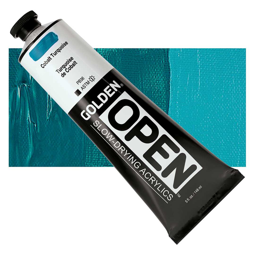 Open in modal - Golden Open Acrylic - Cobalt Turquoise, 5 oz Tube and swatch
