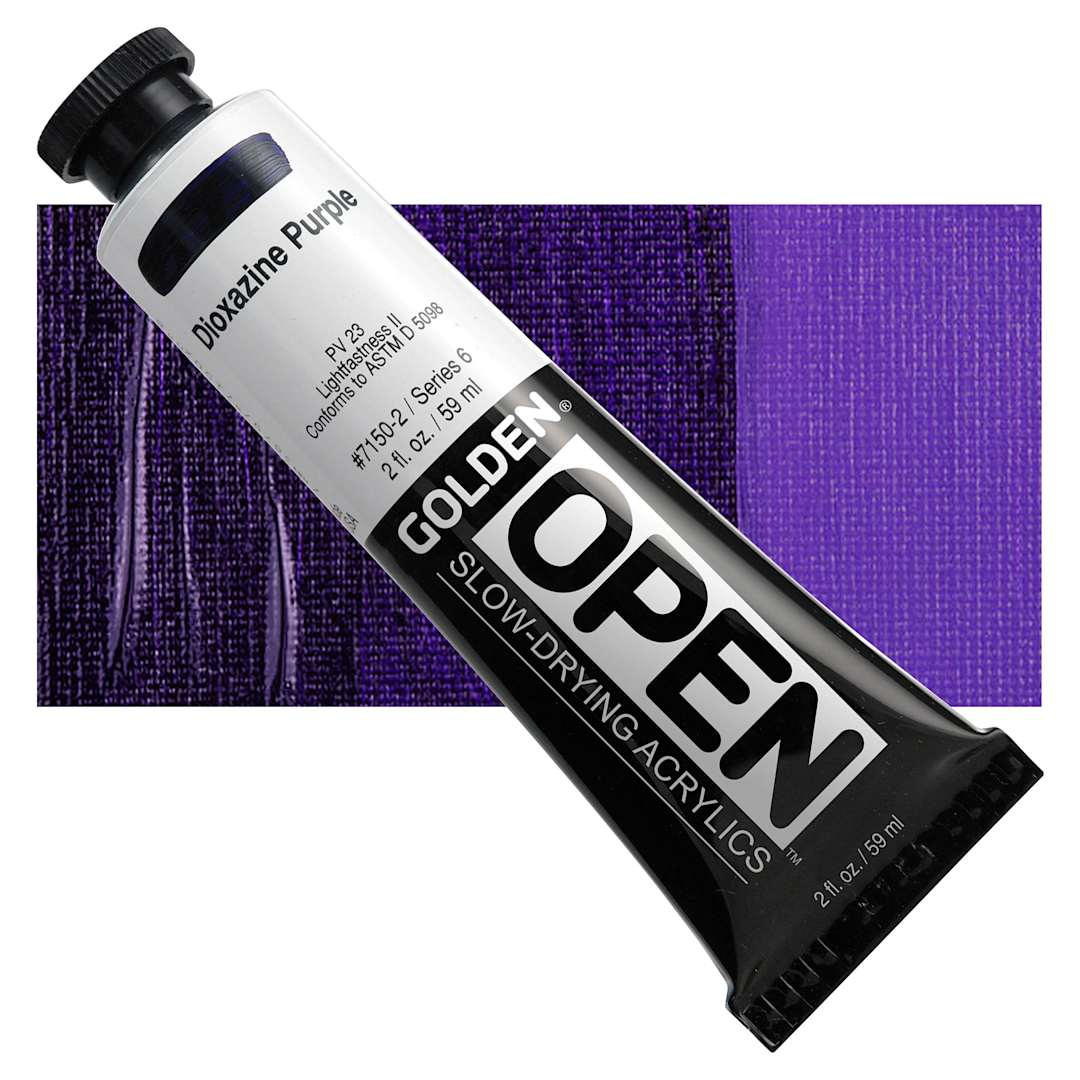 Open in modal - Golden Open Acrylic - Dioxazine Purple, 2 oz Tube and swatch