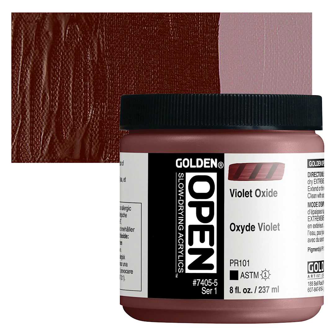 Open in modal - Golden Open Acrylic - Violet Oxide, 8 oz Jar and swatch