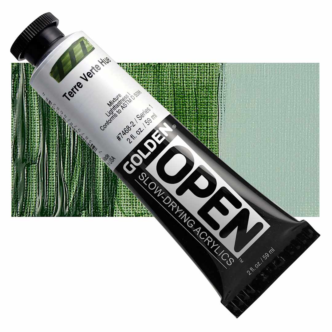 Open in modal - Golden Open Acrylic - Terre Verte Hue, 2 oz Tube and swatch
