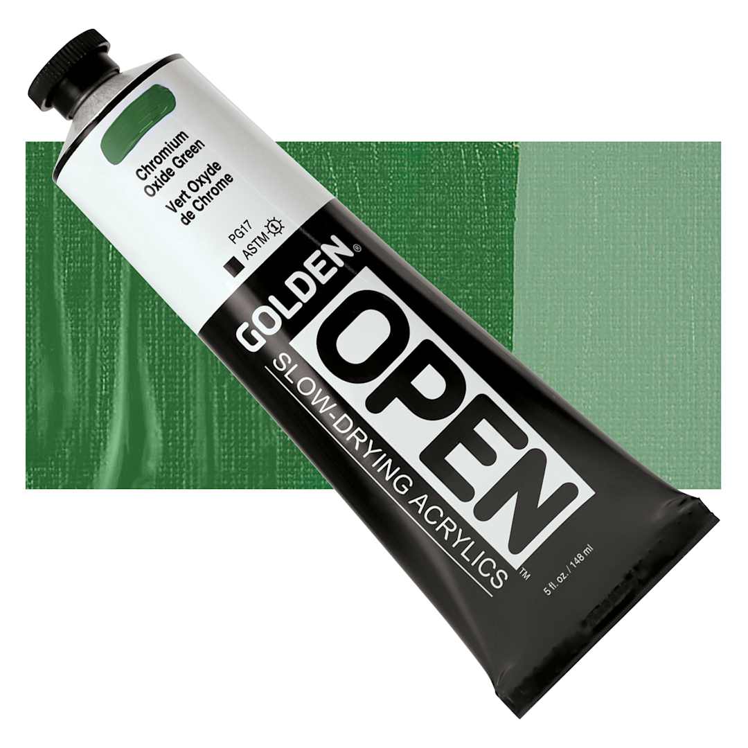 Open in modal - Golden Open Acrylic - Chromium Oxide Green, 5 oz Tube and swatch