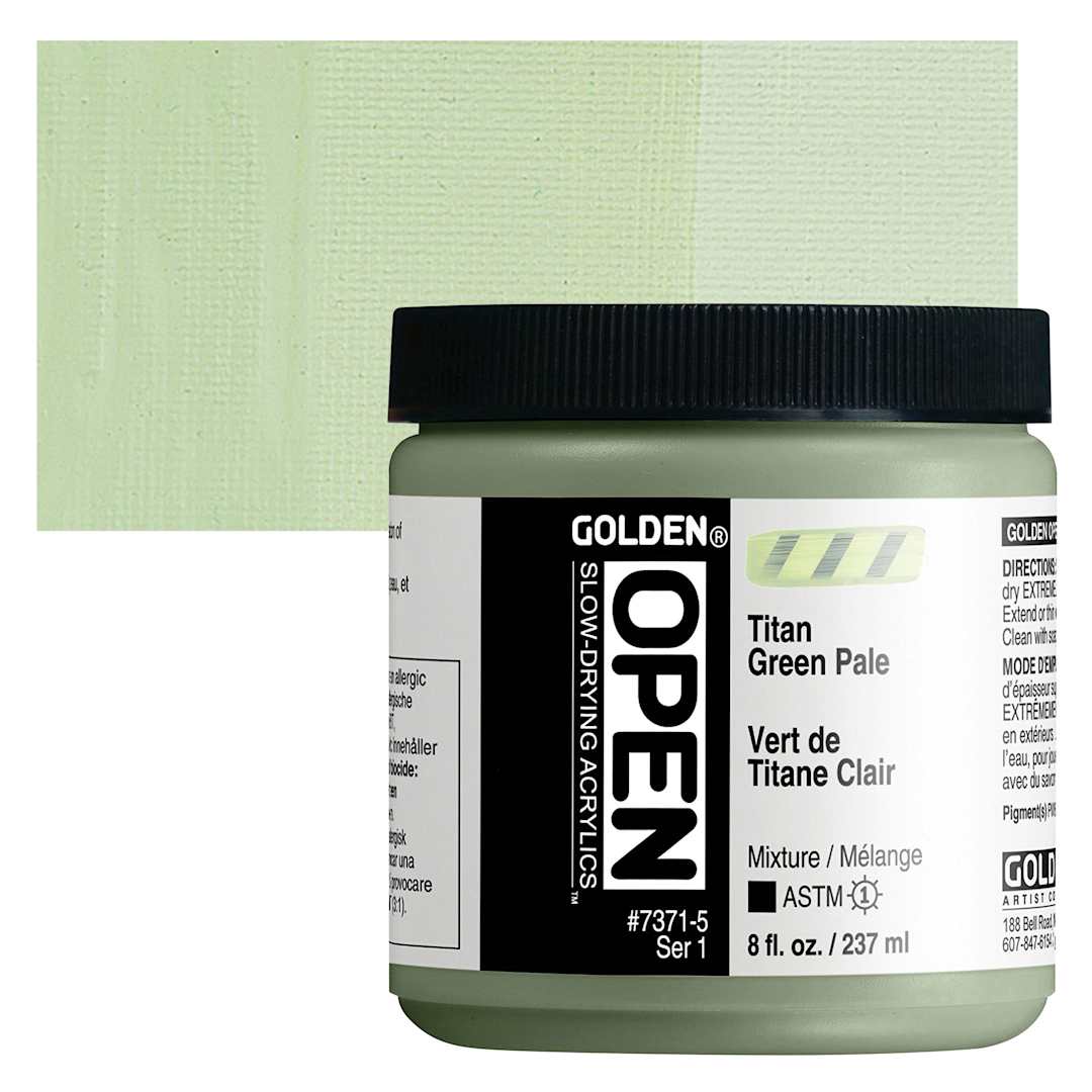 Open in modal - Golden Open Acrylic - Titan Green Pale, 8 oz Jar and swatch