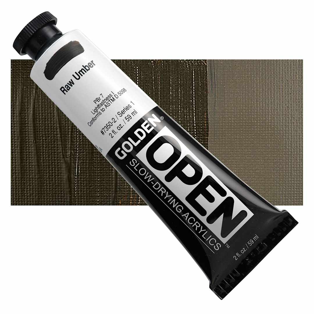 Open in modal - Golden Open Acrylic - Raw Umber, 2 oz Tube and swatch