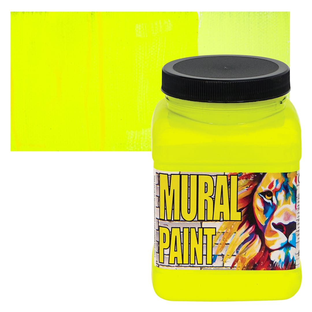 Open in modal - Chroma Acrylic Mural Paint - Techno Yellow, 16 oz Jar and swatch