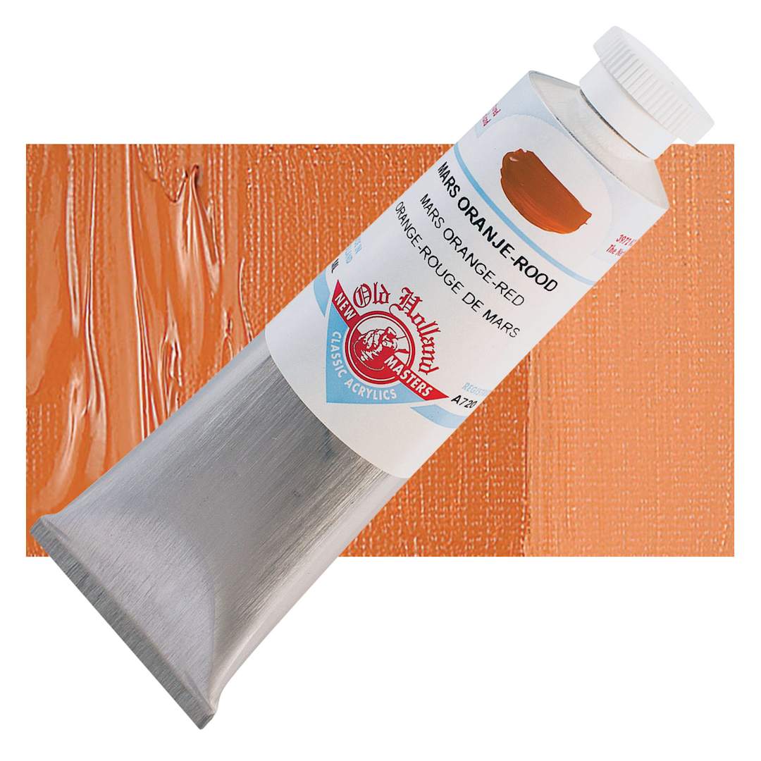 Open in modal - Old Holland New Masters Classic Acrylic Paint - Mars Orange Red and swatch