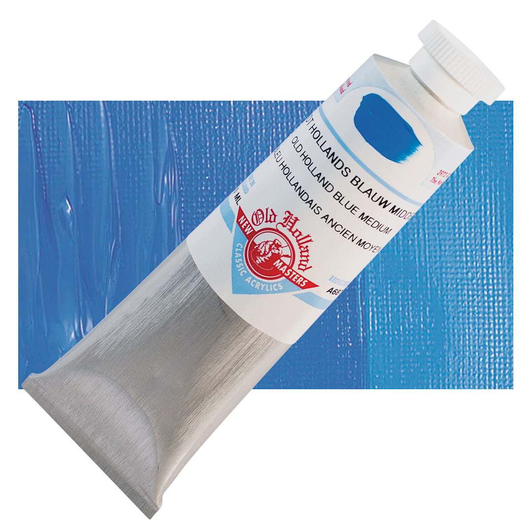 Open in modal - Old Holland New Masters Classic Acrylic Paint - Old Holland Blue Medium and swatch
