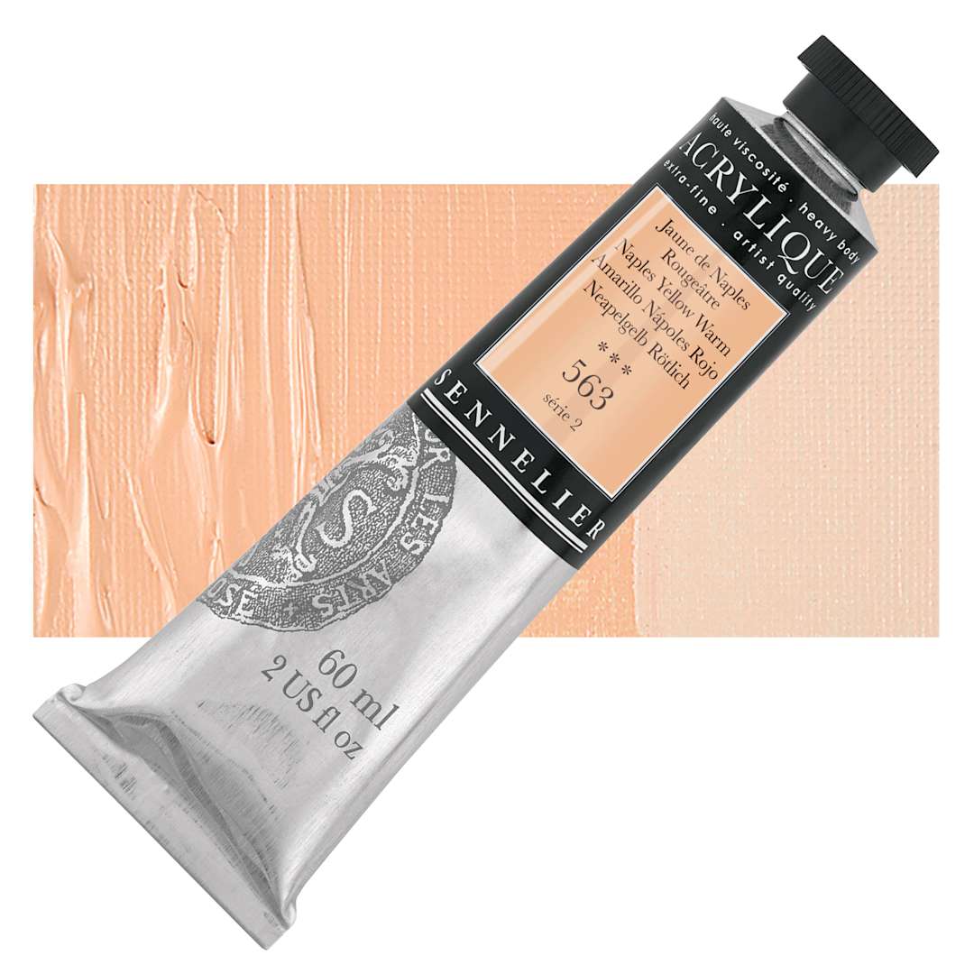 Open in modal - Sennelier Extra-Fine Artist Acrylique - Naples Yellow Warm, 60 ml tube and swatch