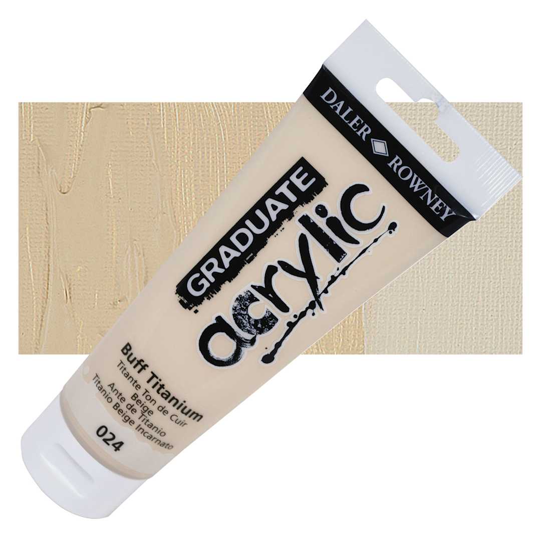 Open in modal - Daler-Rowney Graduate Acrylic Paint - Buff Titanium, 120 ml tube and swatch