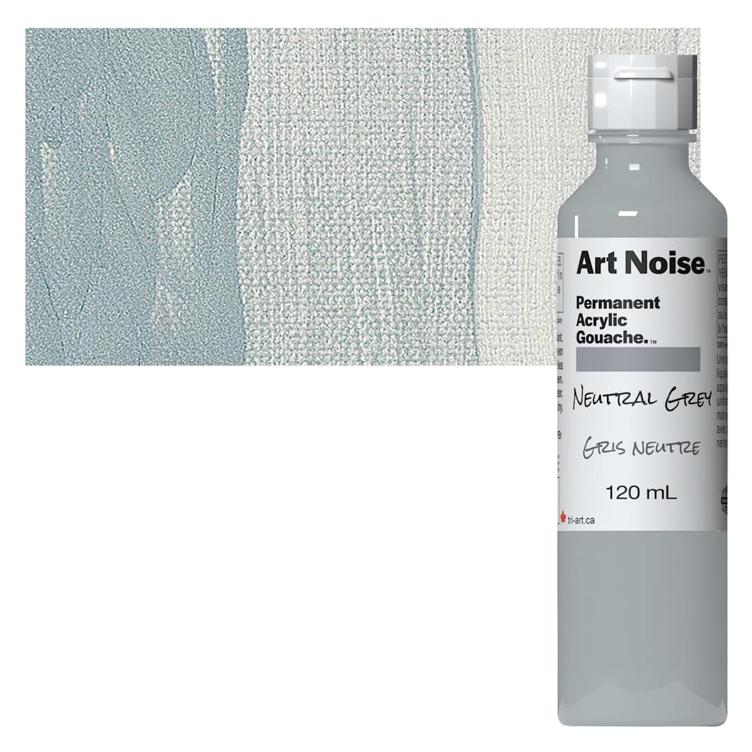 Open in modal - Tri-Art Art Noise Permanent Acrylic Gouache - Neutral Grey, 120 ml, Bottle and swatch