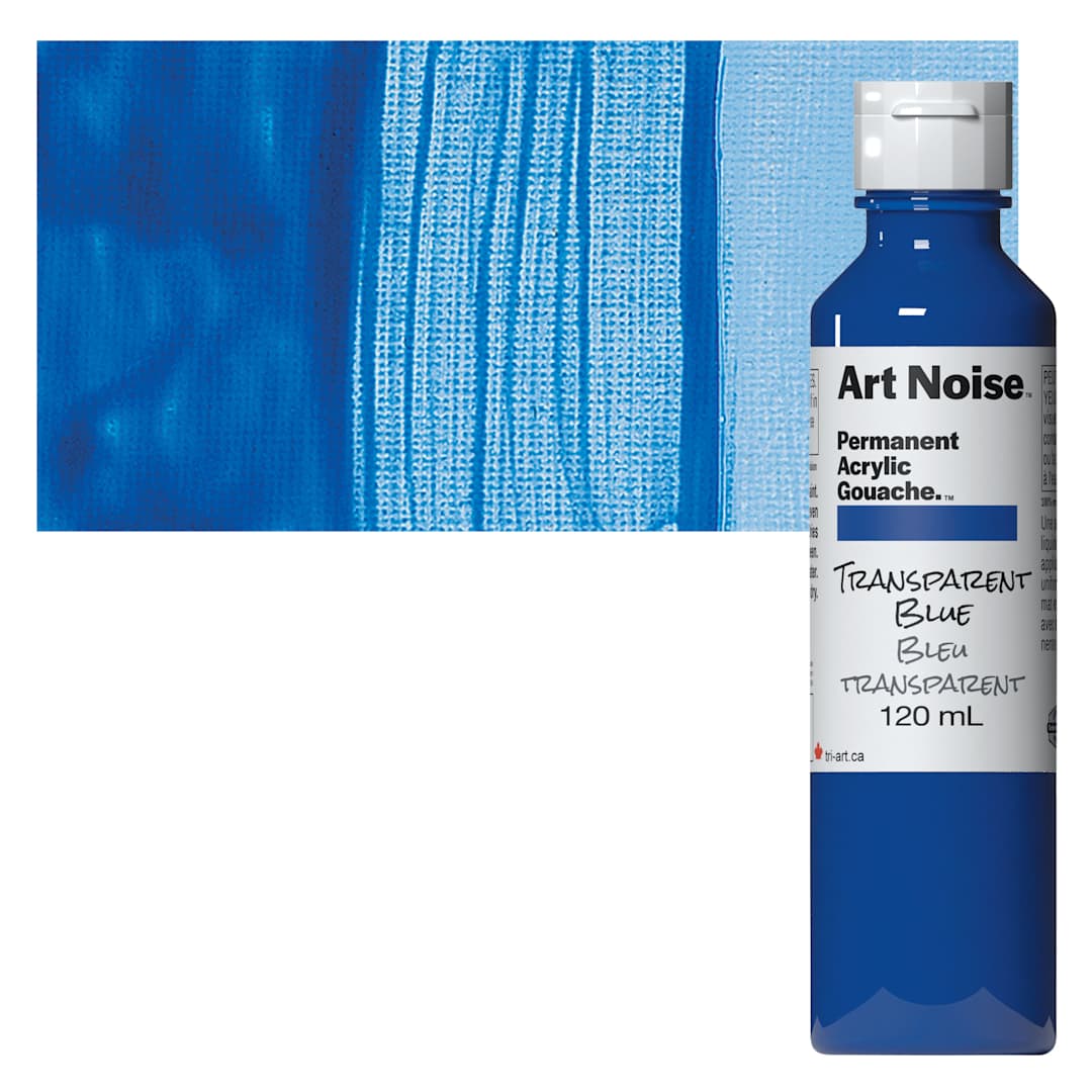 Open in modal - Tri-Art Art Noise Permanent Acrylic Gouache - Transparent Blue, 120 ml, Bottle and swatch