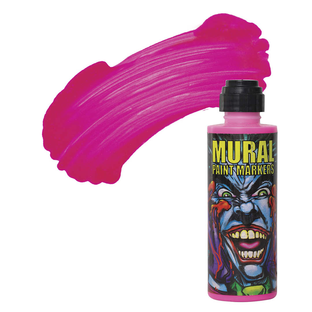 Open in modal - Chroma Mural Paint Marker - Sizzling Pink (Neon), 4 oz Bottle and swatch