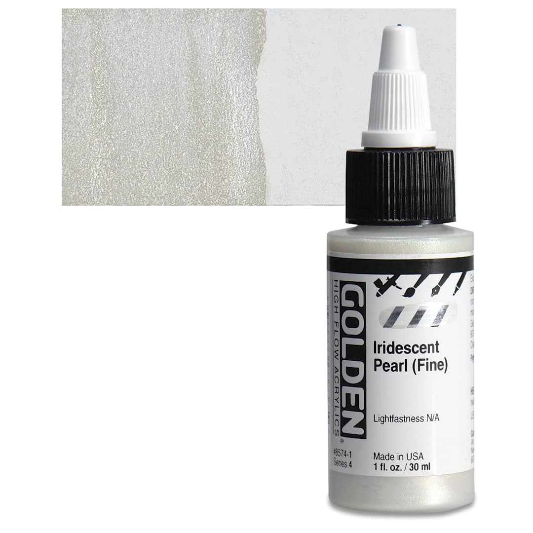 Open in modal - Golden High Flow Acrylic Paint - Iridescent Pearl (Fine), 1 oz bottle and swatch