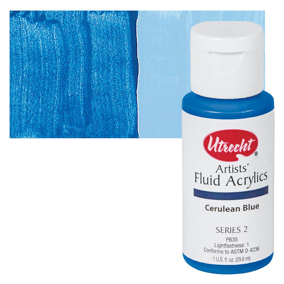 Open in modal - Utrecht Artists' Fluid Acrylic Paint - Cerulean Blue swatch