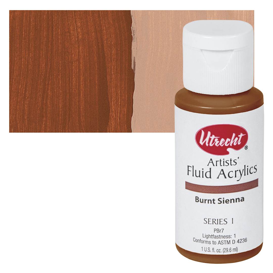 Open in modal - Utrecht Artists' Fluid Acrylic Paint - Burnt Sienna swatch