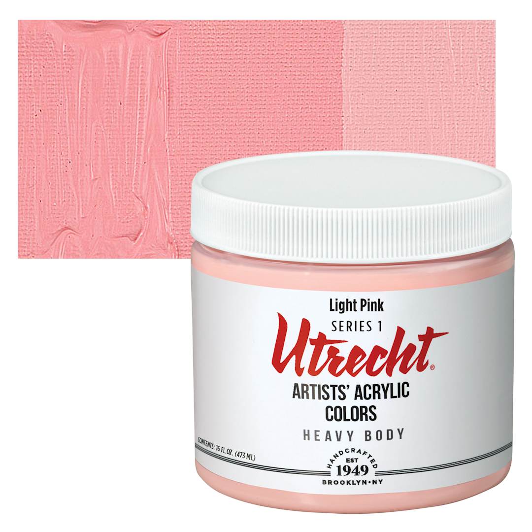 Open in modal - Utrecht Artists' Acrylic Paint - Light Pink, Pint and swatch
