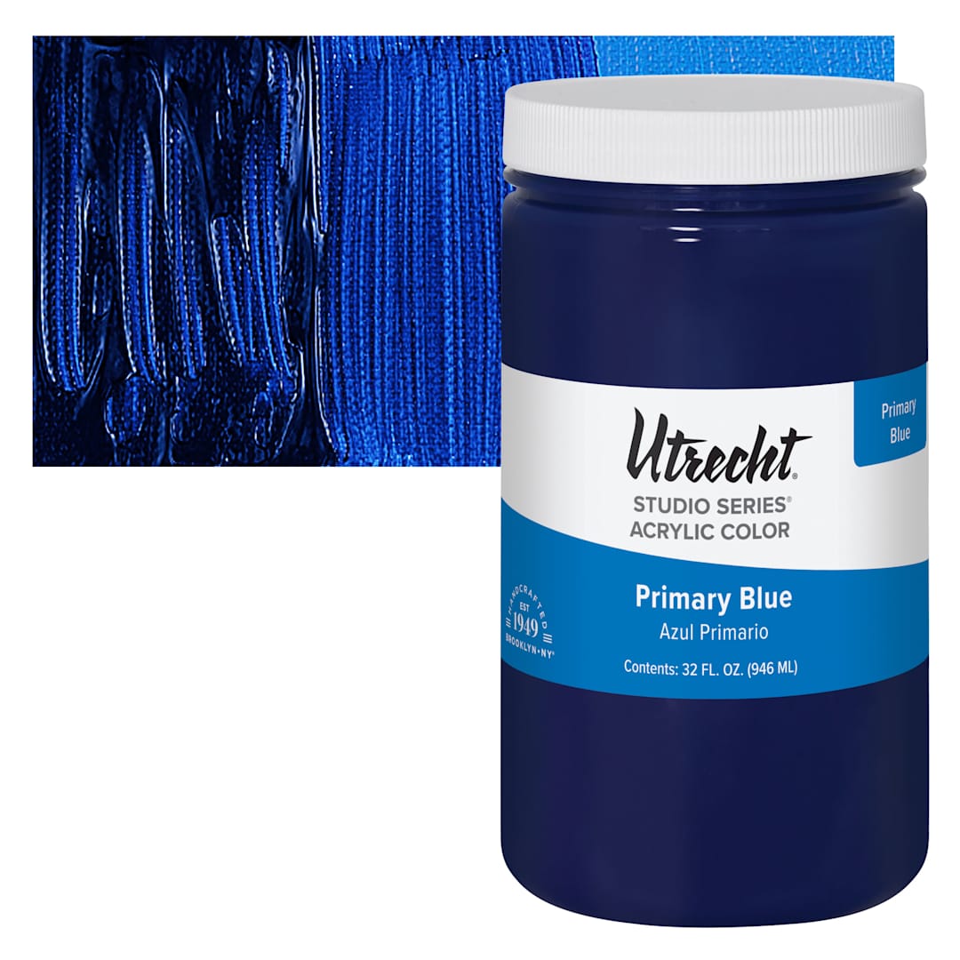 Open in modal - Utrecht Studio Series Acrylic Paint - Primary Blue, Quart and swatch