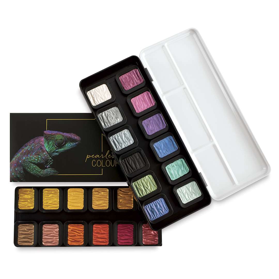 Open in modal - Finetec Artist Mica Watercolor - Pearlescent Set of 24, open packaging