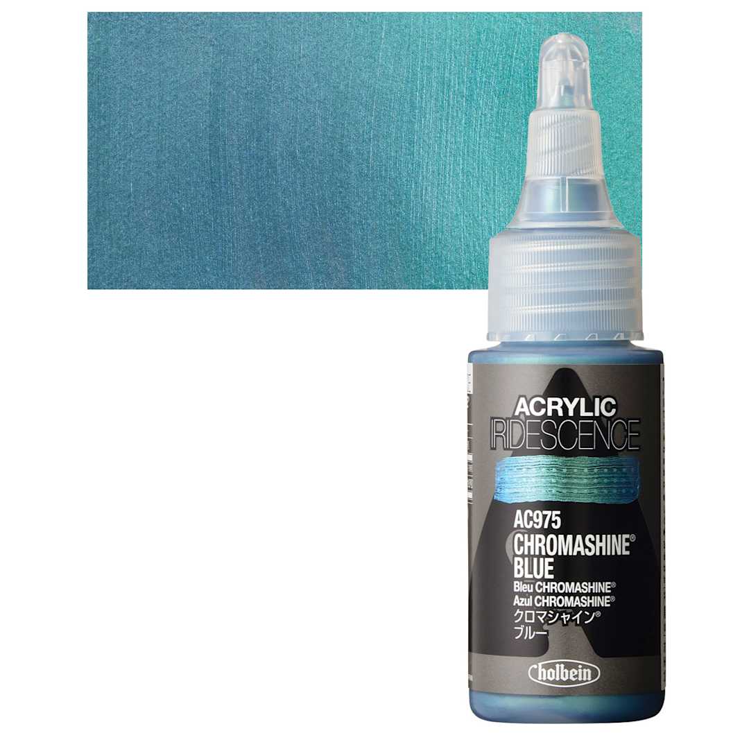 Open in modal - Holbein Iridescence Acrylic - Chromashine Blue, 30 ml and swatch