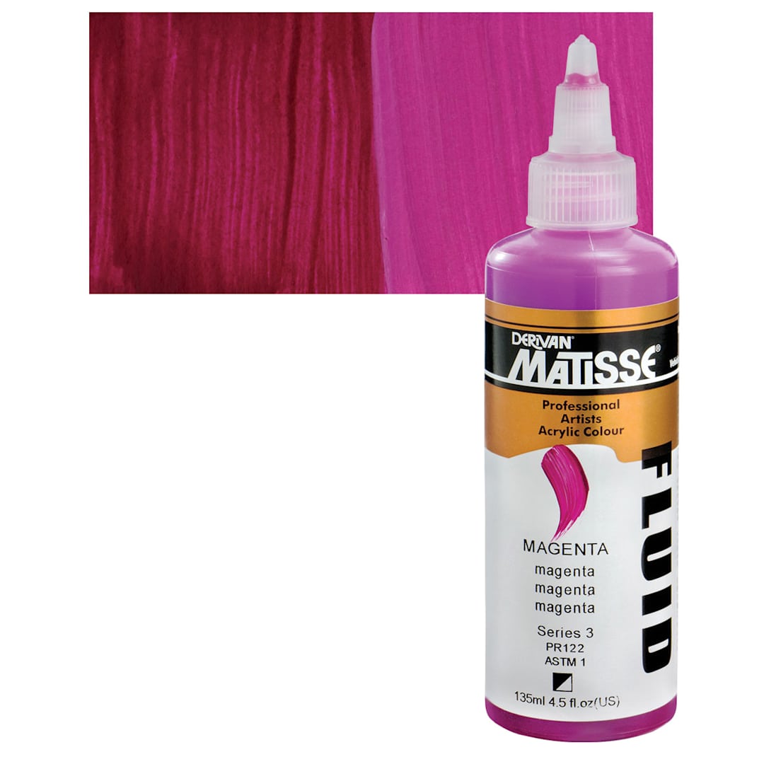Open in modal - Matisse Fluid Acrylic - Magenta, 135 ml bottle and swatch