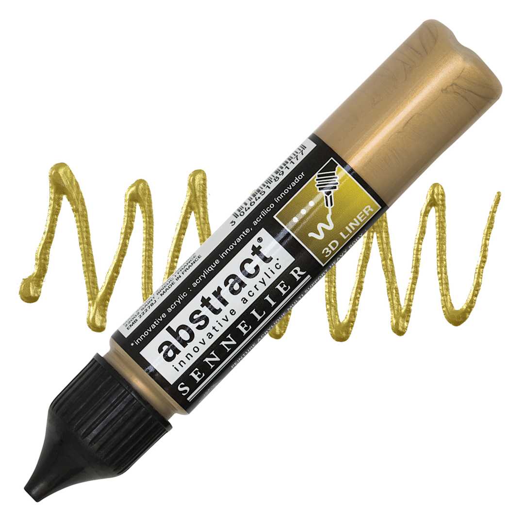 Open in modal - Sennelier Abstract 3D Liner - Iridescent Gold, 27 ml bottle and swatch