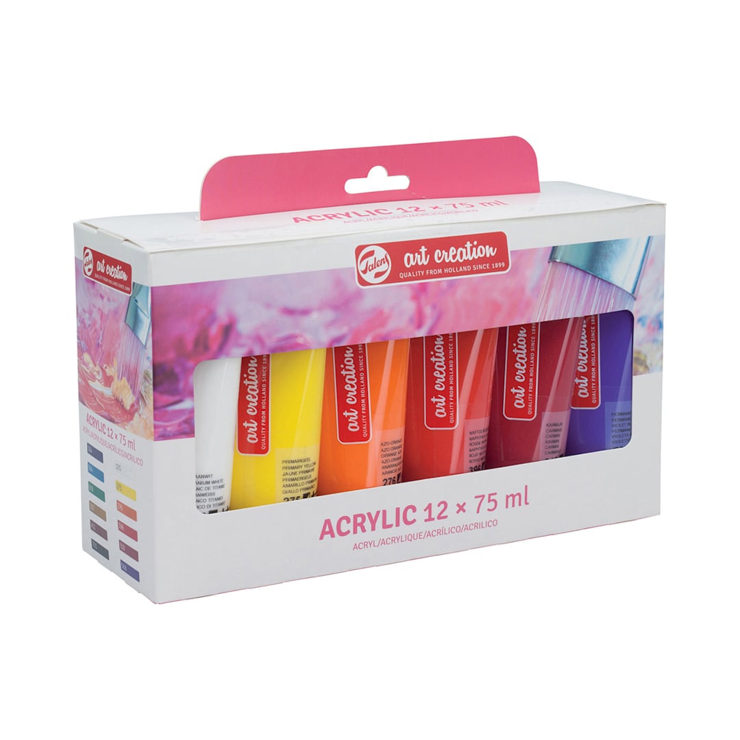 Open in modal - Talens Art Creation Acrylic Set - Set of 12, 75 ml tubes in packaging