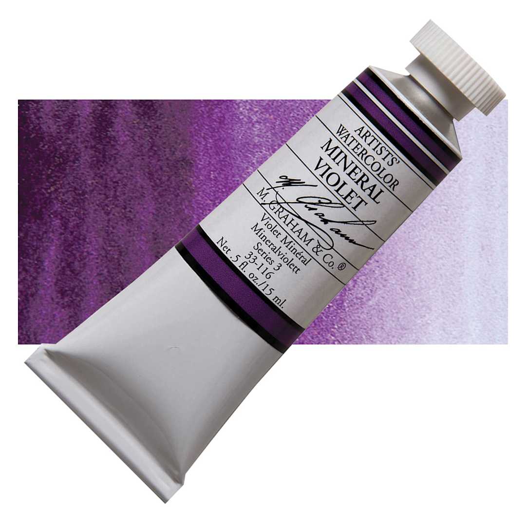 Open in modal - M. Graham Artists' Watercolor - Mineral Violet, 15 ml Tube and swatch