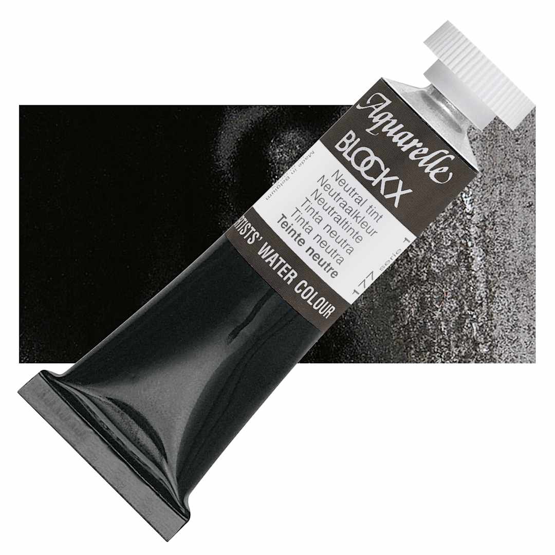 Open in modal - Blockx Artists' Watercolor - Neutral Tint, 15 ml tube and swatch