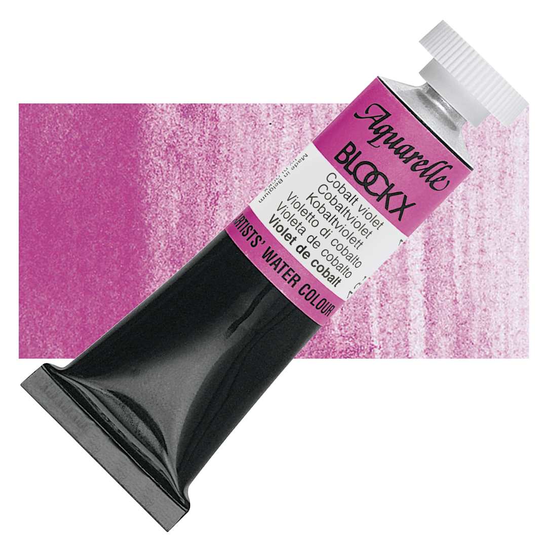 Open in modal - Blockx Artists' Watercolor - Cobalt Violet, 15 ml Tube and swatch