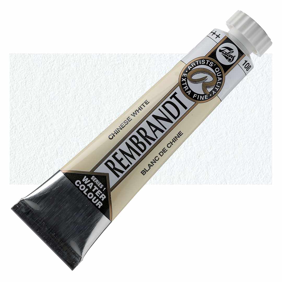 Open in modal - Rembrandt Artist Watercolor - Chinese White, 10 ml tube and swatch