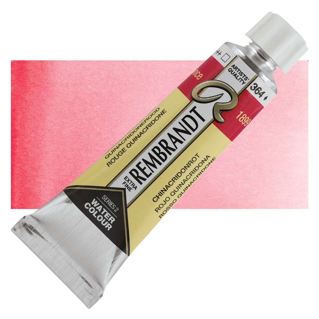 Open in modal - Rembrandt Artist Watercolor - Quinacridone Red, 10 ml tube and swatch