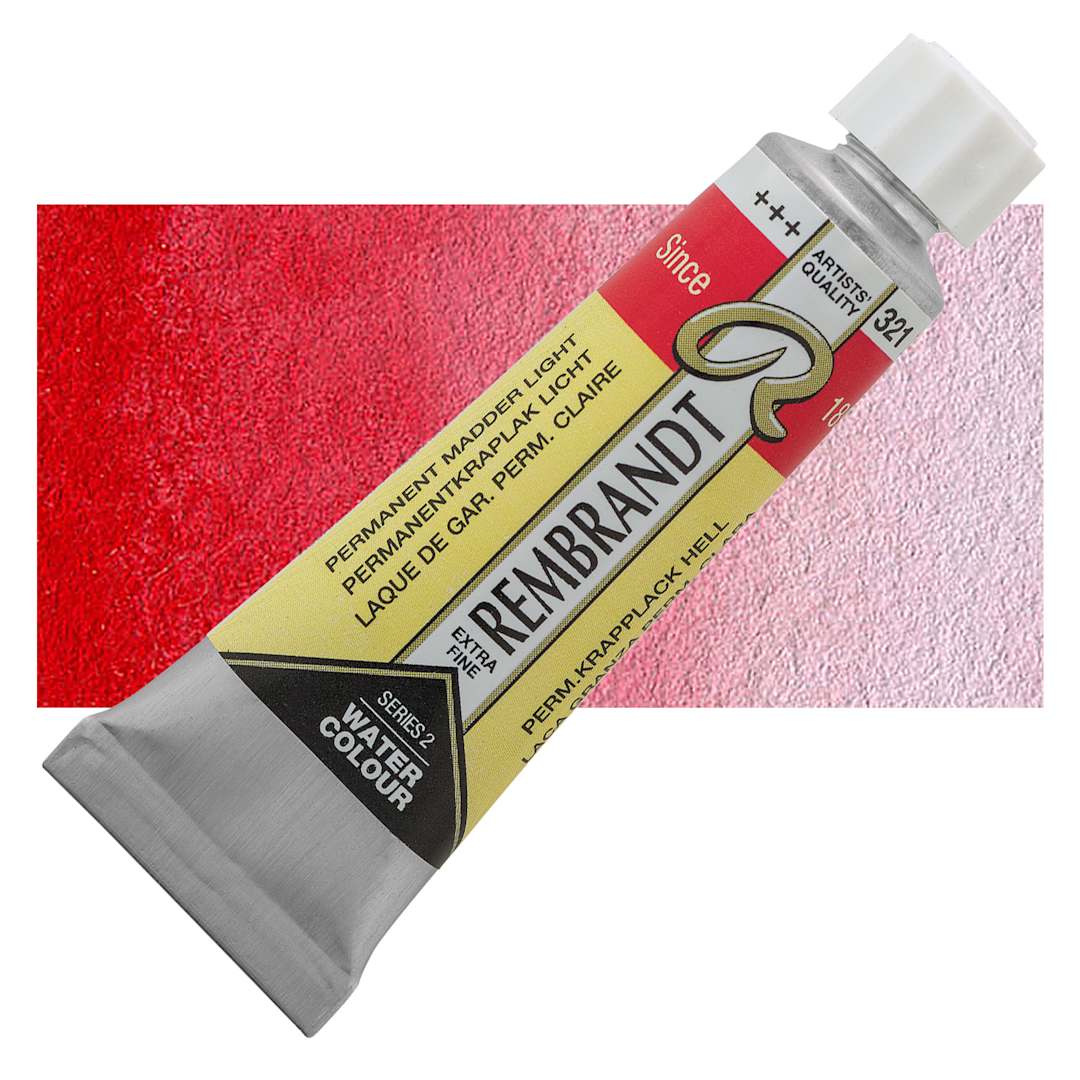 Open in modal - Rembrandt Artist Watercolor - Permanent Madder Lake Light, 10 ml tube and swatch
